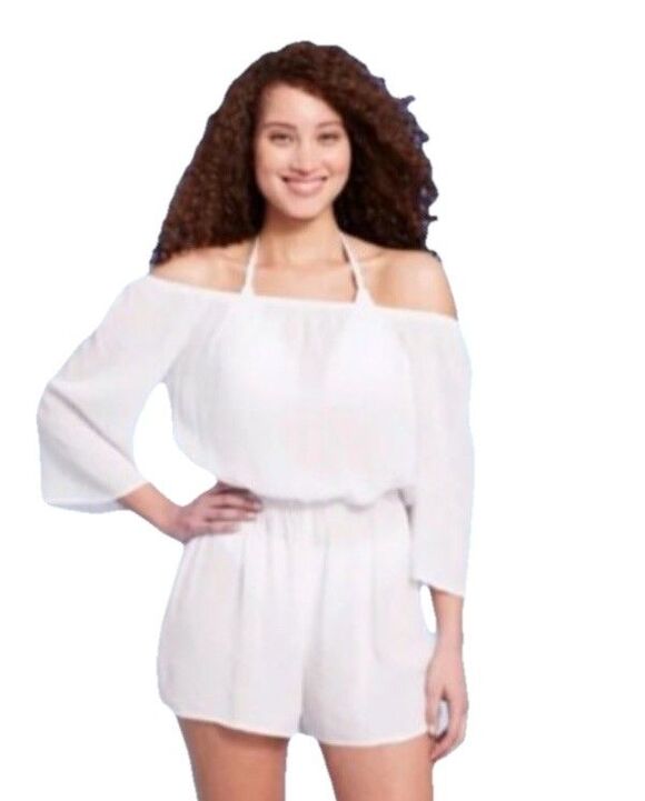 Kona Sol Other - NWT Kona Sol Women's Off the Shoulder Swim Cover Up Romper White Size XL